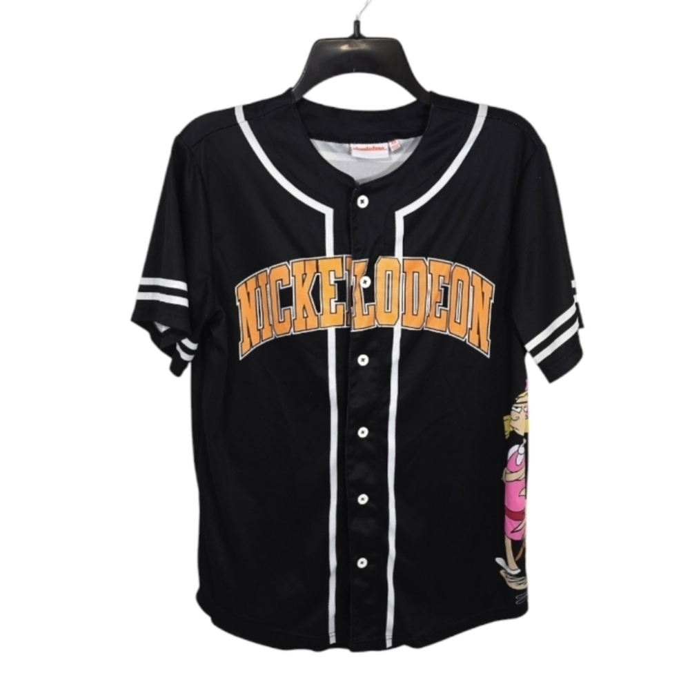 {Nickelodeon} 90s Women's Cartoons Baseball Button-Down Athletic Shirt - Size XS
